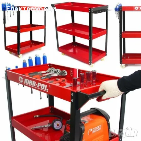 Количка за инструменти с 3 рафта и поставка за отвертки Mar-Pol, снимка 1