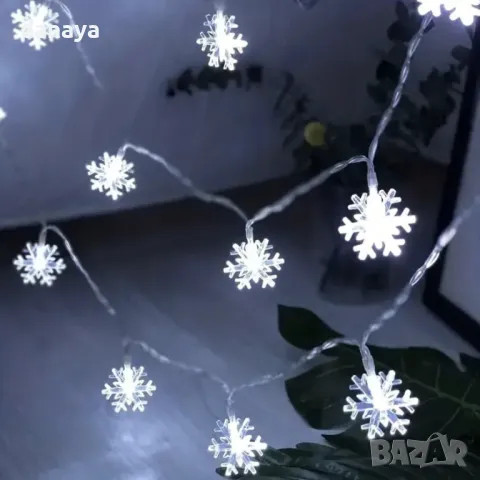 5313 Коледни лампички с конектор Снежинки, 20 Led, 290 cm, снимка 3 - Декорация за дома - 47573172