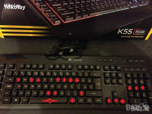 Продавам клавиатура CORSAIR K55 RGB с проблем, снимка 4 - Клавиатури и мишки - 30896836