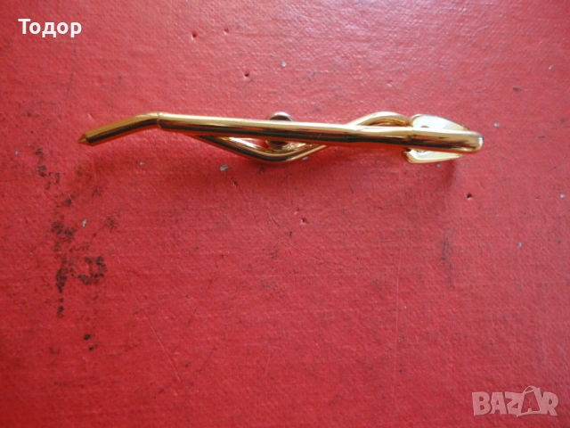 Луксозна позлатена игла щипка за вратовръзка 2, снимка 2 - Други - 53043023