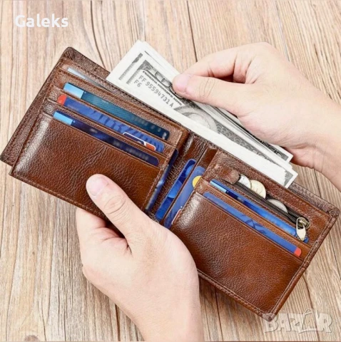 Защитени* и Луксозни ! Елегантни и Големи кафяви мъжки кожени портфейли!, снимка 14 - Портфейли, портмонета - 51330886
