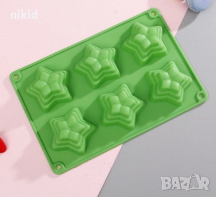 6 Звезди Звезда на етажи дълбок силиконов молд форма калъп фондан шоколад гипс свещ сапун декор