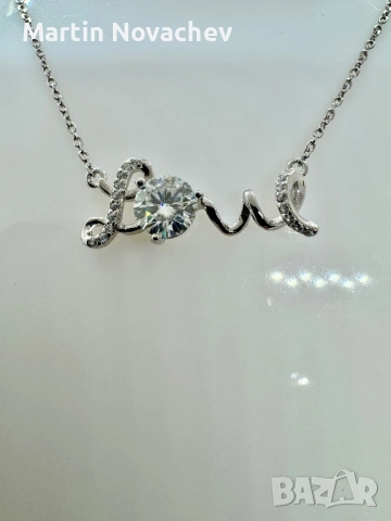 Сребърно колие с мойсанит (Диамант) 1 карат, снимка 2 - Колиета, медальони, синджири - 53331609