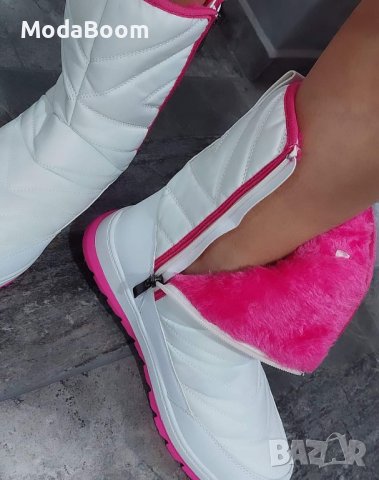 🤩Уникални стилни дамски бели зимни боти с розово🤩, снимка 2 - Дамски боти - 43366450