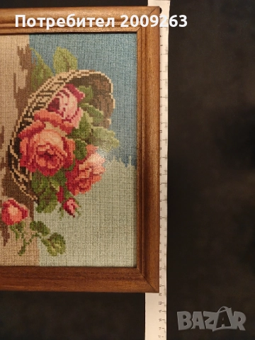 Гоблен с рози 31х22 см., снимка 5 - Гоблени - 51945875