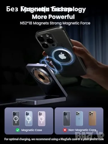 Ново UGREEN 15W безжично зарядно Qi стойка станция за iPhone и AirPods, снимка 4 - Аксесоари за Apple - 47583013