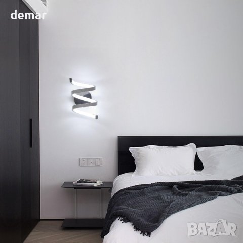 Спирална стенна лампа Lumiup, 6500K LED, сребърна, снимка 2 - Лед осветление - 43441160