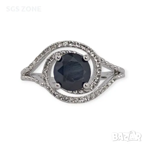 Пръстен със Сапфир или Рубин, Заобиколен от Прозрачни Топази, снимка 3 - Пръстени - 50287325