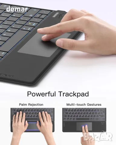 Клавиатура Inateck с тъчпад, AI функция, ултратънка Bluetooth за Windows/iPadOS/Android/iOS,KB01104, снимка 4 - Клавиатури и мишки - 49710754