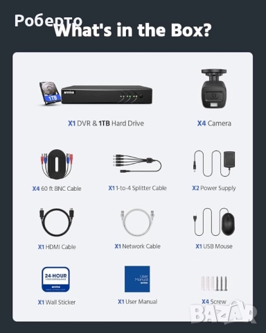 Система за наблюдение, Annke, 8CH DVR, 5MP Ultra HD, нощно виждане, IP67, 18m кабел, снимка 9 - Комплекти за видеонаблюдение - 52908437