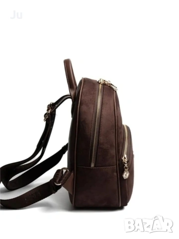 Шоколадова кафяв велур раница SilverPolo лека и удобна Нова!! с етикет!! , снимка 2 - Чанти - 48790970