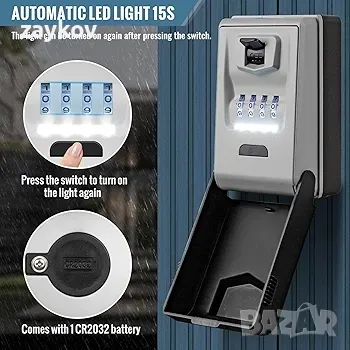 Стенна заключваща кутия ENONEO със светещ циферблат, 4-цифрена комбинирана, снимка 2 - Други стоки за дома - 47856255