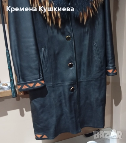 Дамско палто от естествена кожа с прекрасна яка естествен косъм, снимка 9 - Якета - 52457697