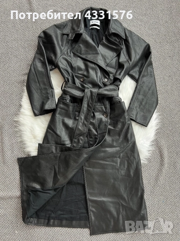 Черно  тренч яке WEEKDAY от ЭКО кожа, снимка 2 - Палта, манта - 52473302