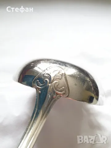 Масивен дебело посребрен черпак, снимка 4 - Антикварни и старинни предмети - 49521402