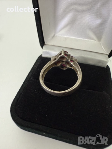 Стар сребърен пръстен с големи РУБИНИ. №7636, снимка 5 - Пръстени - 52502345