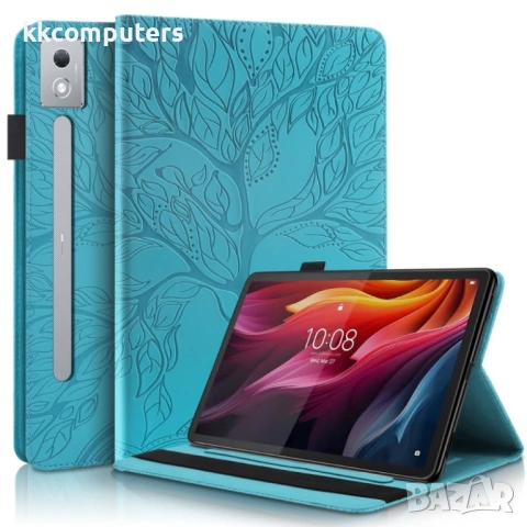 Кожен калъф Life Tree за Lenovo Tab P12 Pro 12.7 2025- "Щампа дърво", Стойка, Слот за писалка, Вкл. 