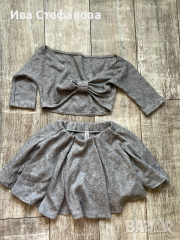 Нов разкошен сив елегантен сет костюм комплект пола топ бюстие Rebrand, снимка 4 - Костюми - 51711476