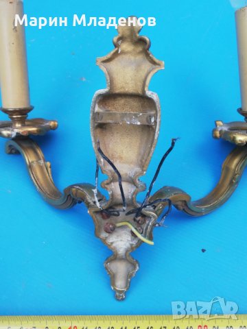 Лампа за стена-бронз, снимка 3 - Антикварни и старинни предмети - 28488230