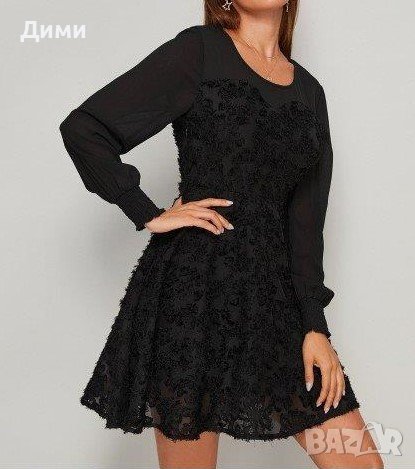 Черна ефектна рокля, снимка 2 - Рокли - 40812092