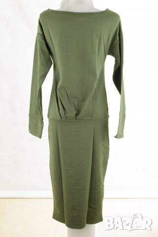 Памучна рокля в цвят каки марка Foggy - M, снимка 4 - Рокли - 26505771