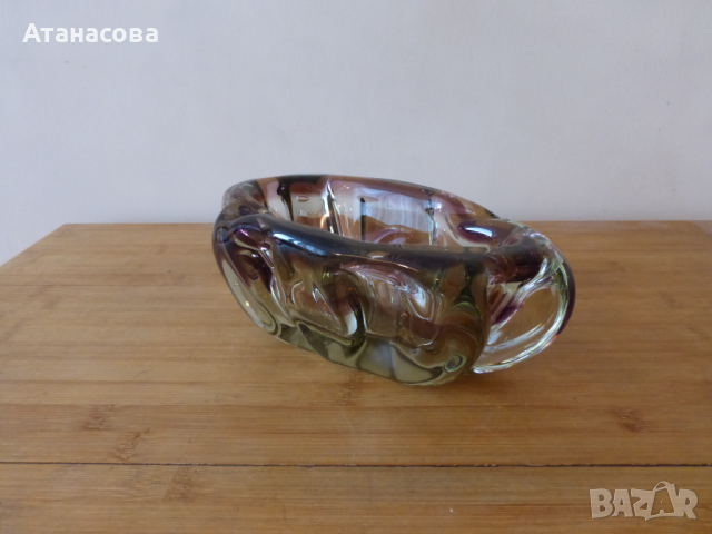 Голям стъклен пепелник Мурано 1970 г, снимка 5 - Декорация за дома - 44883627