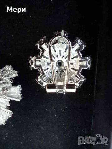 Уникални обеци от родий и бижутерска сплав с красиви цирконии, снимка 3 - Обеци - 40330973