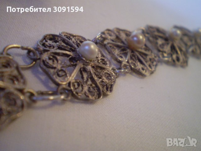 филигранена дамска гривна със перли, снимка 6 - Антикварни и старинни предмети - 40225070