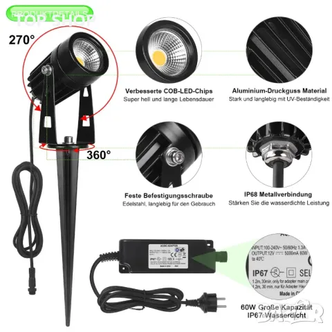 AIMHEIM Комплект от 12 градински прожектора спот LED топло бяло 3 W градинско осветление декорация, снимка 4 - Лед осветление - 49057790