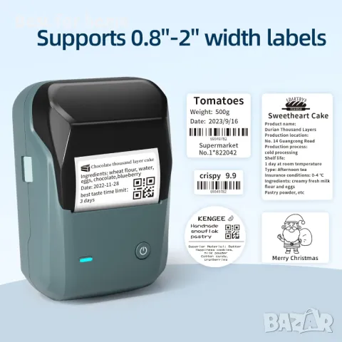  Bluetooth, преносим, термопринтер  за етикети съвестим с телефони и компютри BrokSilent, снимка 4 - Принтери, копири, скенери - 50324198