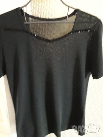 Дамска блузка черна полупрозрачна с къс ръкав, снимка 4 - Тениски - 29007788