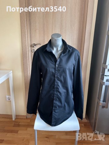 Мъжка черна риза H&M, снимка 4 - Ризи - 43395816