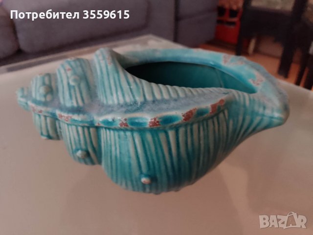 керамична тюркоазена раковина от Гърция, снимка 2 - Декорация за дома - 38922557