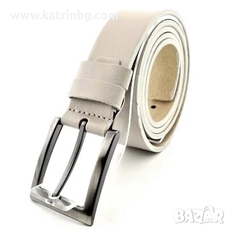 Мъжки колан в бежово естествена кожа класически