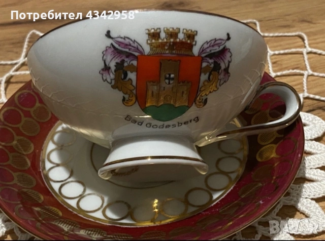  ☕ Антикварна порцеланова чинийка и  чашка RW Bavaria – Rudolf Wächter (1920–1928 г.) 