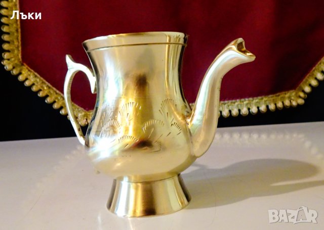 Бронзова каничка,латиера,гравирана. , снимка 4 - Антикварни и старинни предмети - 33517059