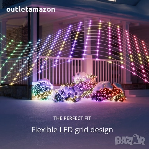Лампички Twinkly Net, 240 RGB светодиода, 1.45x 2.4 m, прозрачен кабел, IP44, снимка 4 - Лед осветление - 52745670