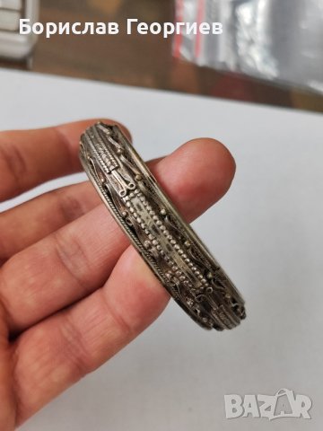 Стара твърда сребърна гривна, снимка 3 - Гривни - 43282012