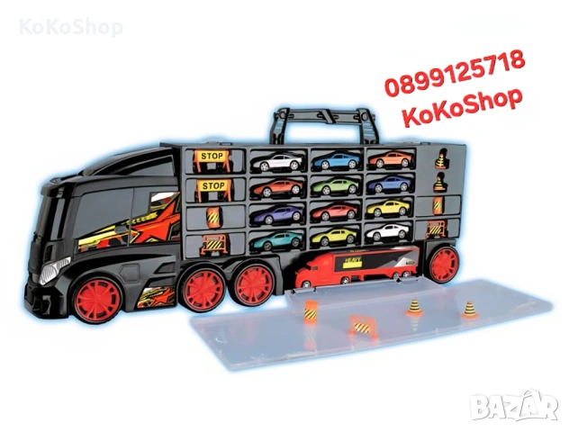 Камион-куфар с 12 броя колички и пътни знаци/куфар за колички