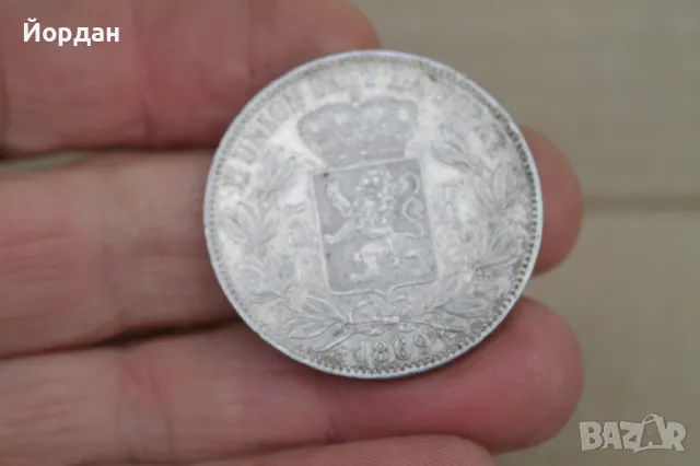 Сребърна монета ''5 Франка'' 1869-та година, снимка 3 - Нумизматика и бонистика - 47903256