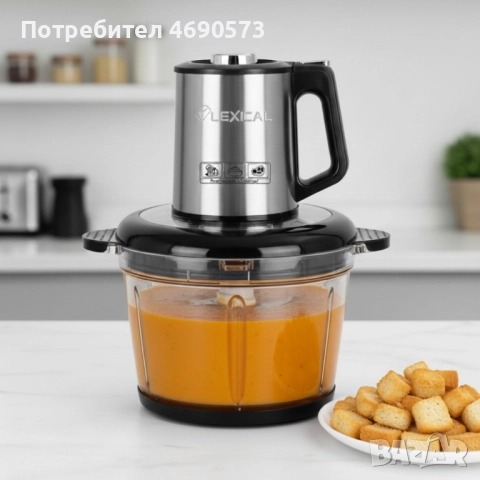 Електрически чопър Lexical LCH-1970 с неръждаем корпус и стъклена купа, снимка 2 - Чопъри и пасатори - 52890760