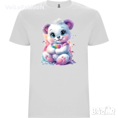 Нова сладка детска тениска с Мече със Сърце в четири цвята, снимка 2 - Детски тениски и потници - 48962564