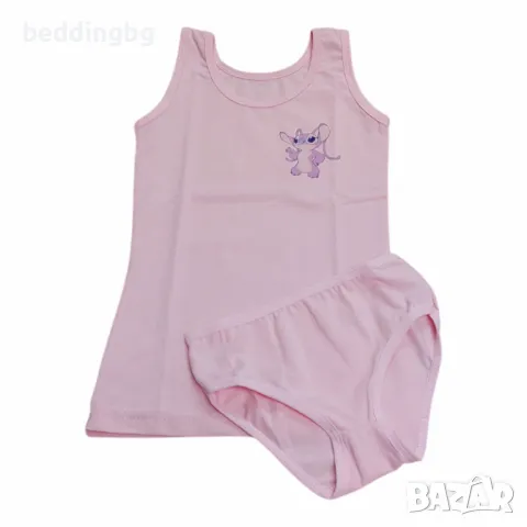 Комплект за момиче - Потник и бикини от 100% памук в розово, снимка 1
