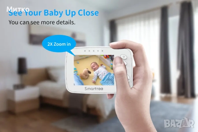 3.2-инчов интелигентен бебефон Sock, двупосочно аудио, IR, високотемпературно нощно виждане, 1200mAh, снимка 3 - Бебефони - 52838571