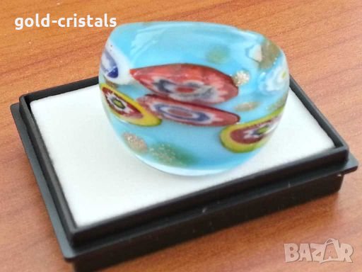 Стъклен пръстен тип Мурано , снимка 2 - Антикварни и старинни предмети - 28486430