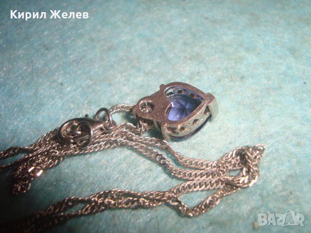 САПФИРЕНО НЕЖНО КРАСИВО АРТ ДЕКО КОЛИЕ БЛАГОРОДНА СТОМАНА с БЯЛА ПОЗЛАТА и ЦИРКОН 27257, снимка 15 - Колиета, медальони, синджири - 35007849