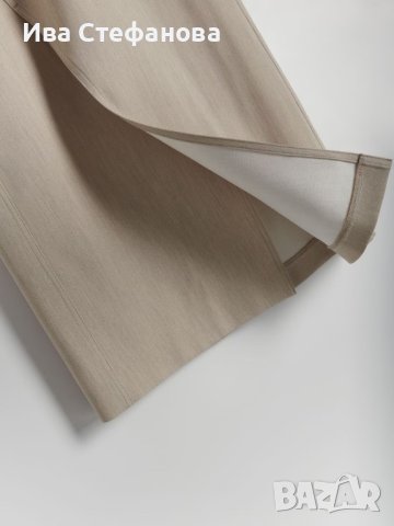 Пола бежова асиметричен акцент  със свободна кройка от елегантна материя с деликатен меланжов десен., снимка 5 - Поли - 44132936