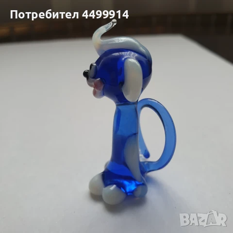 Синя стъклена статуя на маймуна, снимка 7 - Колекции - 50964416