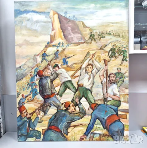 Картина "Шипченската битка (август 1877)"-ръчно рисувана на платно от Люб.Петров 2009г., снимка 2 - Картини - 47776845