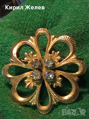 СТАРИННА ПОЗЛАТЕНА ФЛОРАЛНА АВТОРСКА МЕДНА БРОШКА с МАРКИРОВКА и ФАСЕТИРАНИ ЦИРКОНИ 45622, снимка 18 - Антикварни и старинни предмети - 46219862